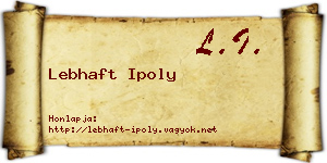 Lebhaft Ipoly névjegykártya